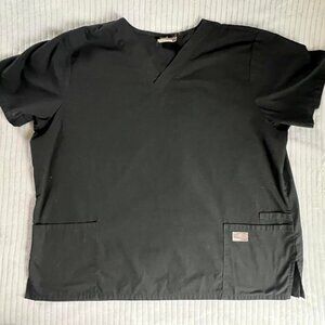 Women's Size XXL Scrub Zone Black V-Neck Scrub Top